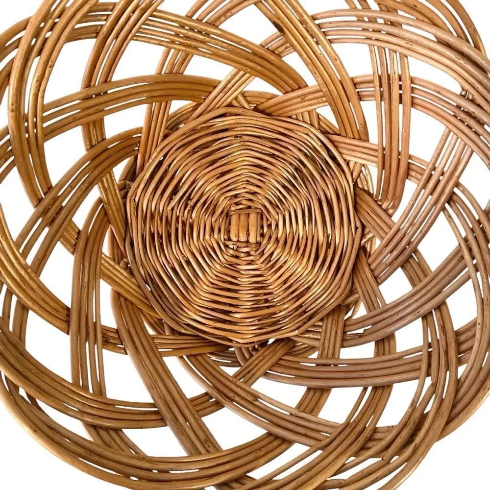 Round Woven Wicker Basket Accent Bowl